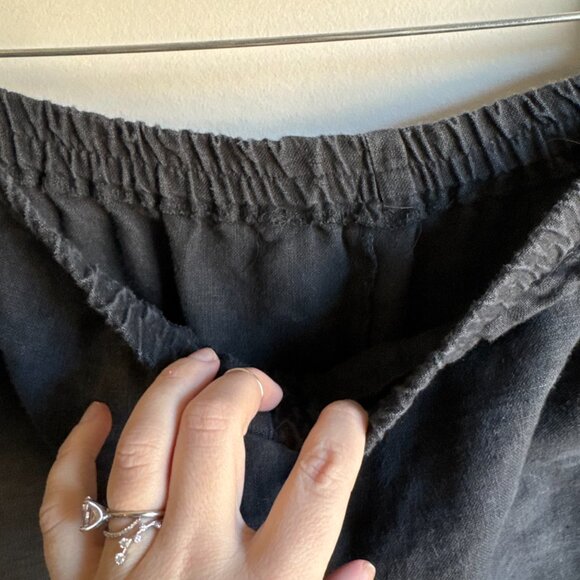 LAST CHANCE Black Linen Button Accent Wide Leg Pants Size L/XL - Picture 4 of 6